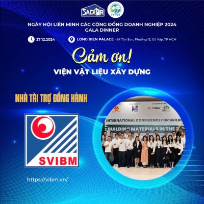 BAN TỔ CHỨC NGÀY HỘI LIÊN MINH CÁC CỘNG ĐỒNG DOANH NGHIỆP TRÂN TRỌNG CẢM ƠN NHÀ TÀI TRỢ ĐỒNG HÀNH - VIỆN VẬT LIỆU XÂY DỰNG VIBM