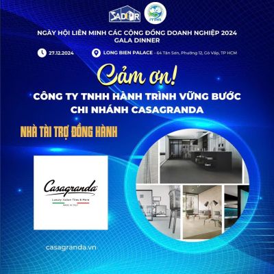 BAN TỔ CHỨC NGÀY HỘI LIÊN MINH CÁC CỘNG ĐỒNG DOANH NGHIỆP TRÂN TRỌNG CẢM ƠN NHÀ TÀI TRỢ ĐỒNG HÀNH - CÔNG TY TNHH HÀNH TRÌNH VỮNG BƯỚC - CHI NHÁNH CASAGRANDA